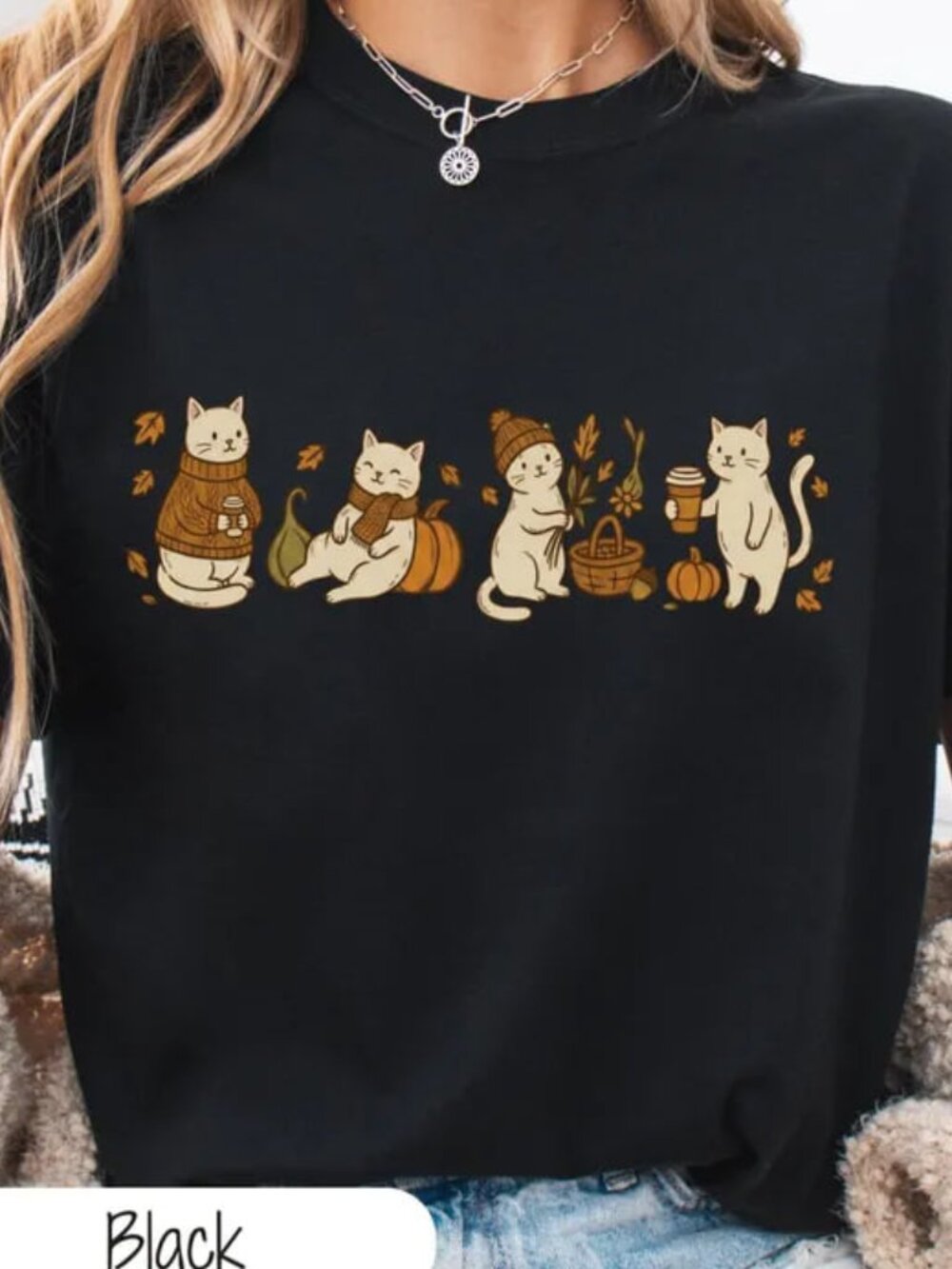 Cat Shirt, Cute Fall Cat Tee, Pumpkin And Cat Lover Gift